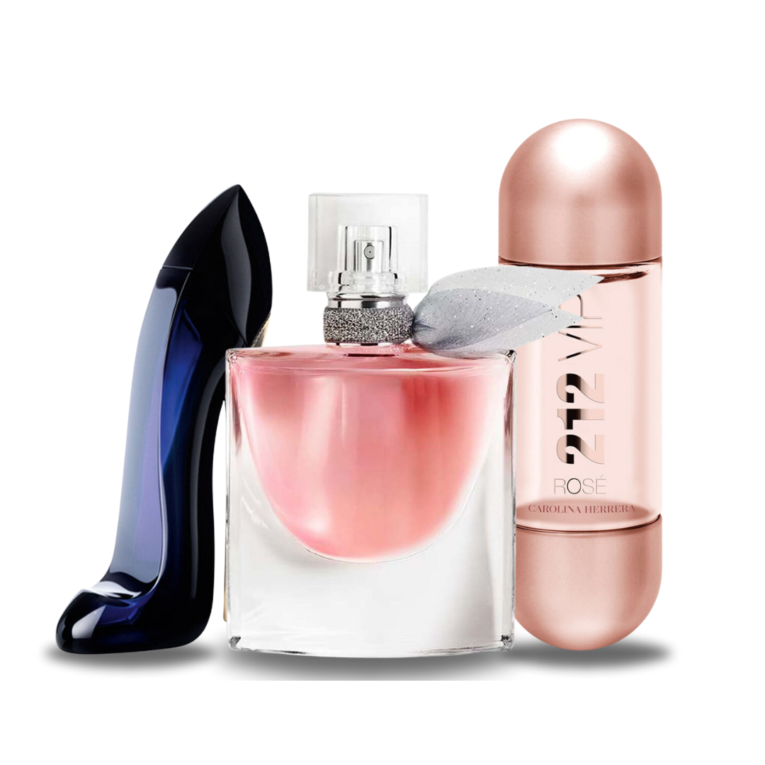 3つの香りの組み合わせ - Carolina HerreraのGood Girl、LancômeのLa Vie Est Belle、Carolina Herreraの212 VIP Rosé【各100 ml】