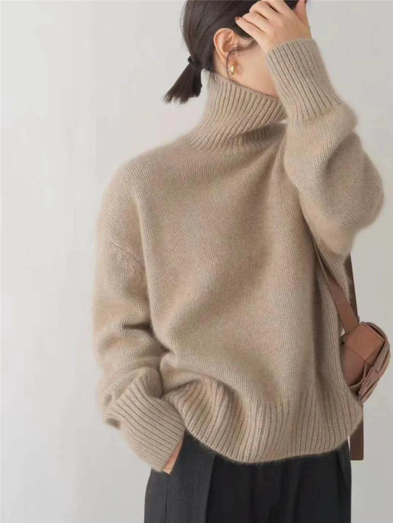 Pull Col Roulé en Cachemire - Femme - Linarya