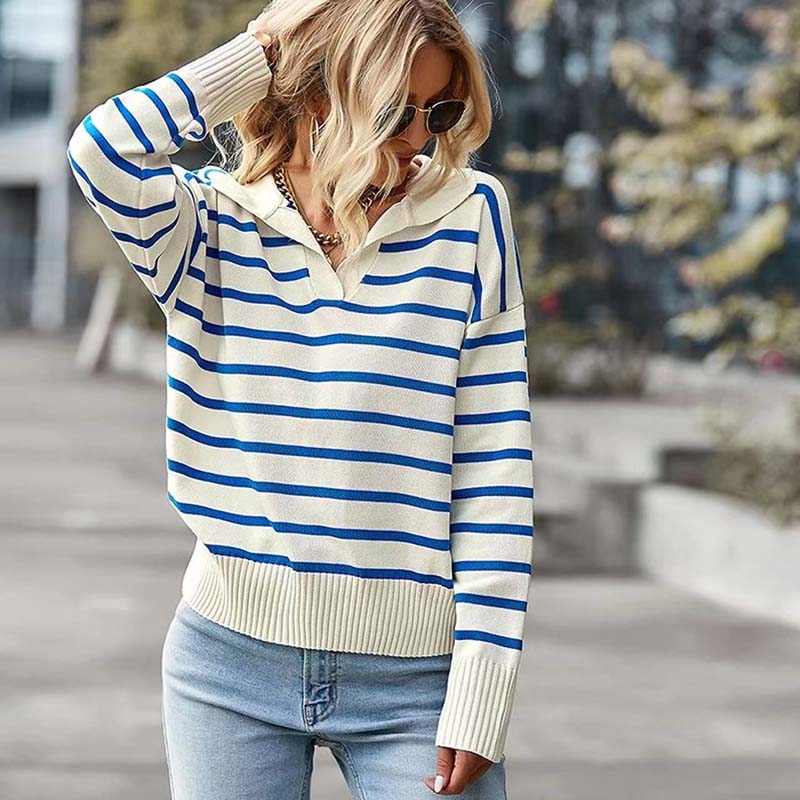 Lässiger gestreifter Strickpullover - Damen - Raynora