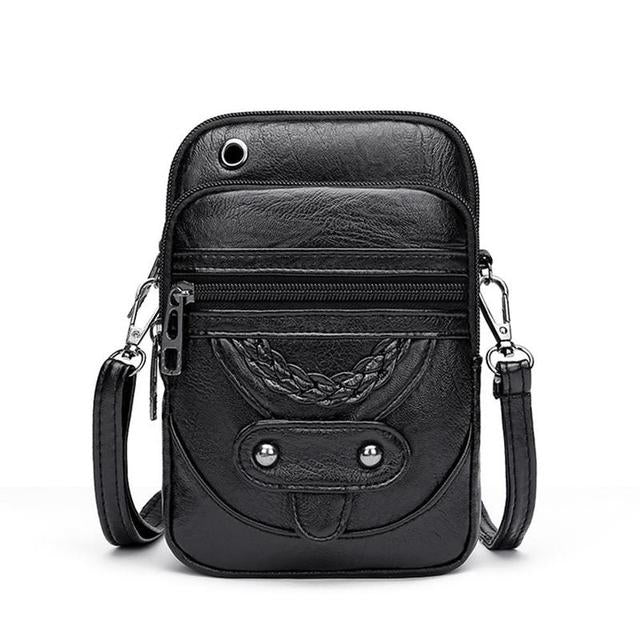 Sac en Cuir Vintage à Bandoulière - Femme - Elvenya
