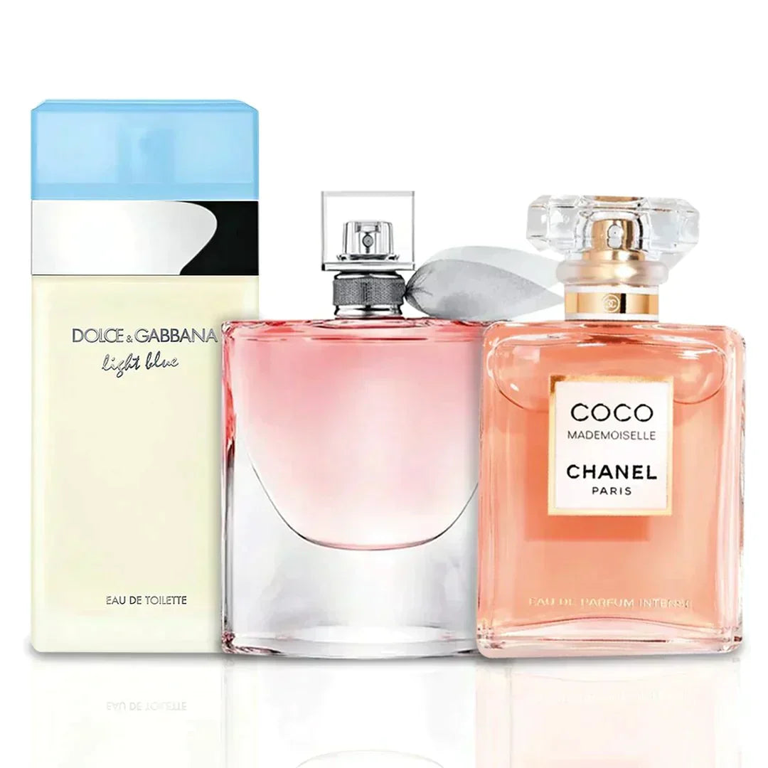 3つのレディース香水のセット - ラ・ヴィ・エ・ベル、ココ・マドモアゼル、ライトブルー【各100 ml】
