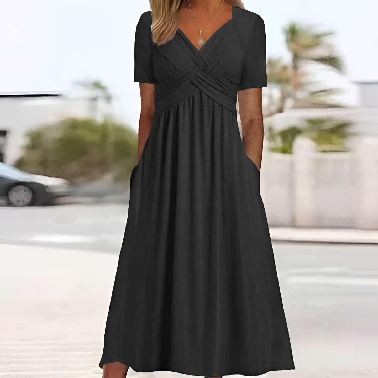 Elegantes Midikleid aus Polyester – Damen – Rosella