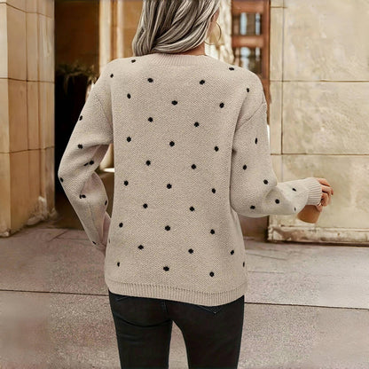 Pull Tricoté à Pois Décontracté - Femme - Polarya