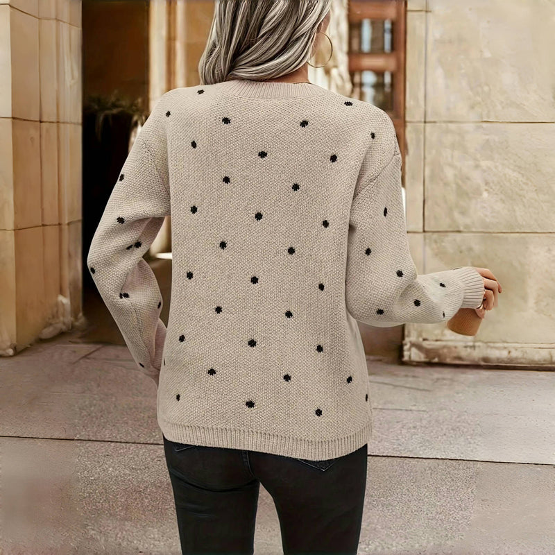 Pull Tricoté à Pois Décontracté - Femme - Polarya