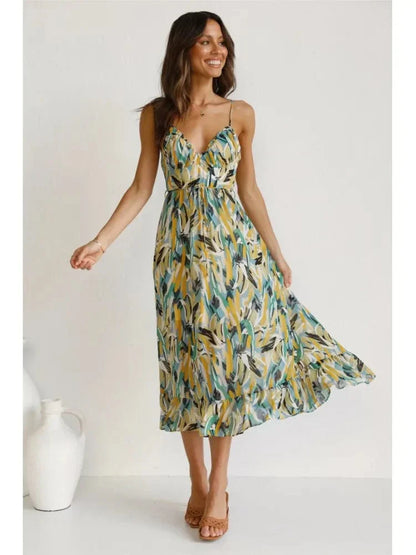 Bunte Midi-Robe aus Polyester - Damen - Alenya