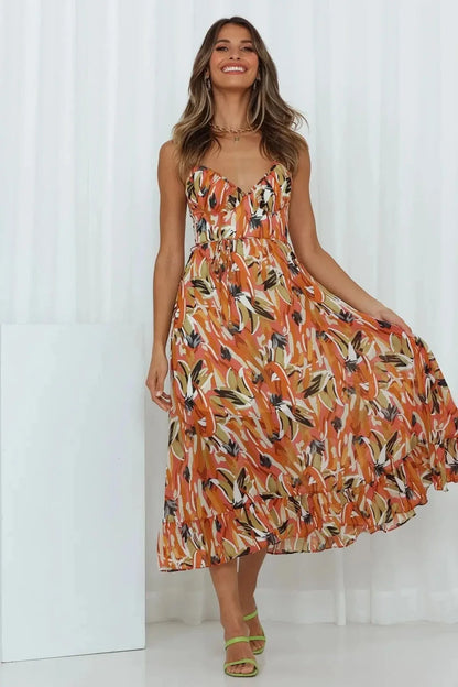 Bunte Midi-Robe aus Polyester - Damen - Alenya