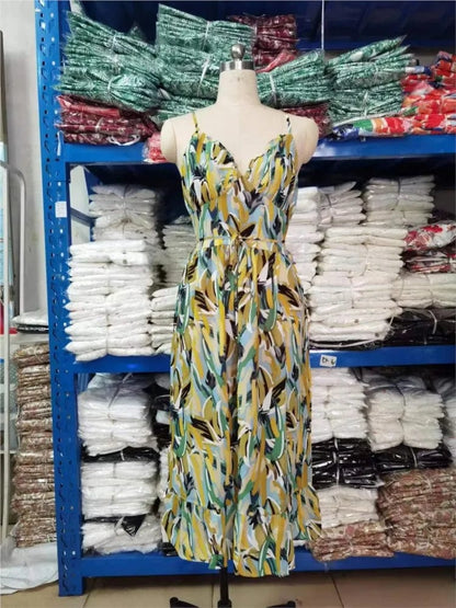 Bunte Midi-Robe aus Polyester - Damen - Alenya