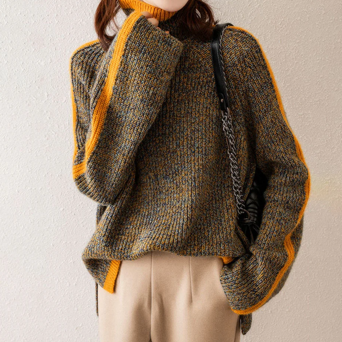 Pull Côtelé Col Roulé - Femme - Marivelle 