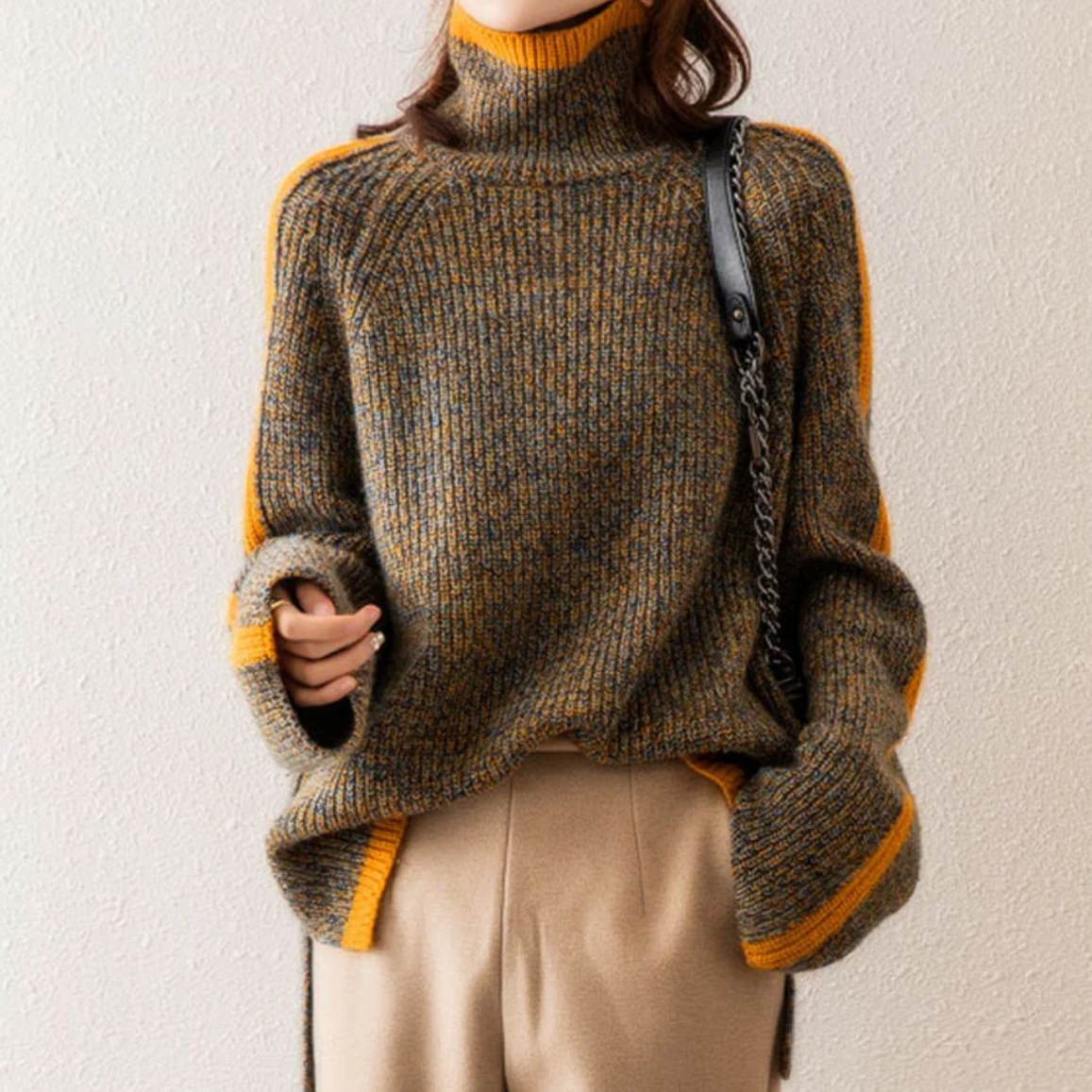 Pull Côtelé Col Roulé - Femme - Marivelle 