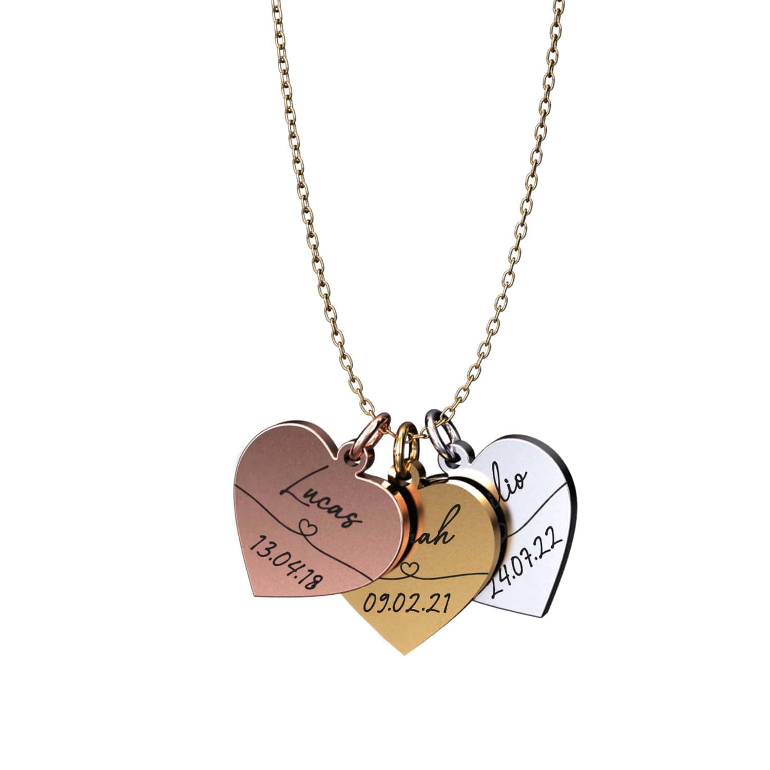 Personalized heart necklace with name &amp; date – Amora®