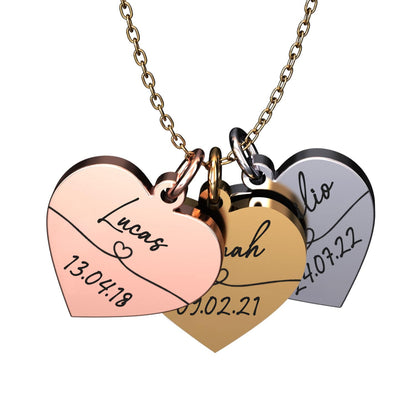 Personalized heart necklace with name &amp; date – Amora®