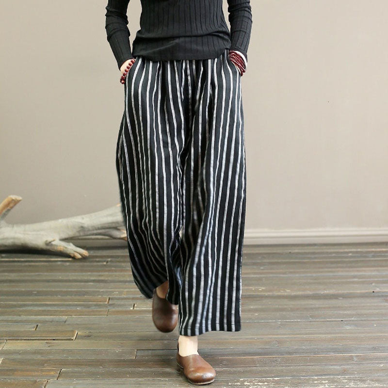 Pantalon Large Rayé - Femme - Elvara
