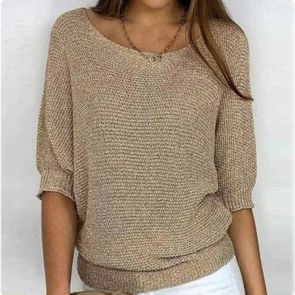 Pull Tricoté Décontracté Uni - Femme - Lunara