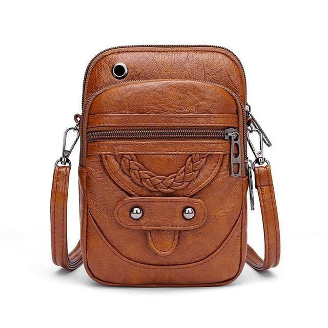 Sac en Cuir Vintage à Bandoulière - Femme - Elvenya