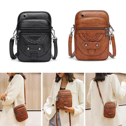 Sac en Cuir Vintage à Bandoulière - Femme - Elvenya
