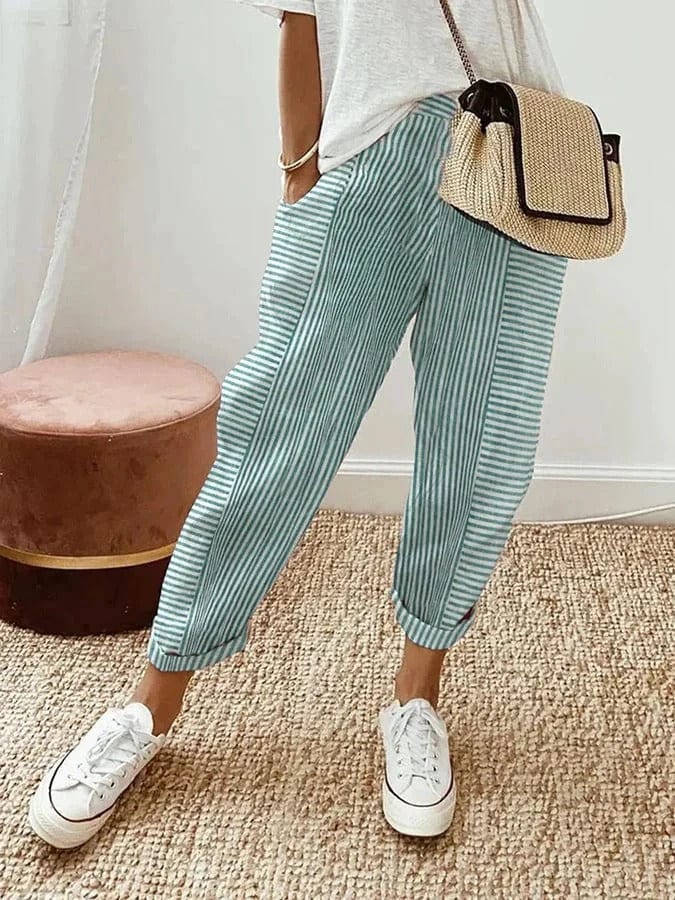 Pantalon Rayé en Coton - Femme - Sandalya