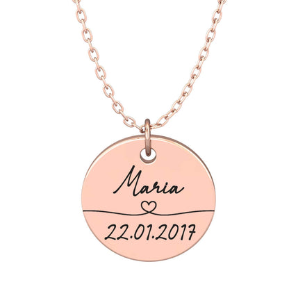 Personalized necklace with name &amp; date – Solène® 