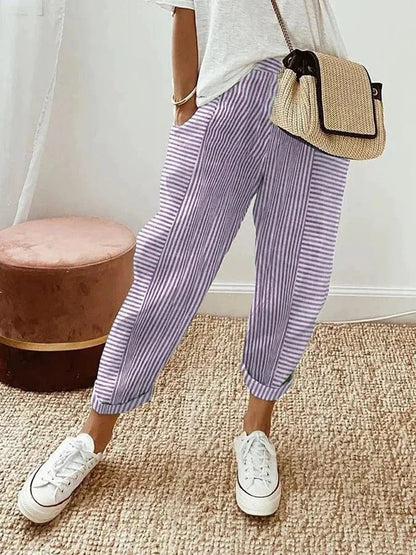 Pantalon Rayé en Coton - Femme - Sandalya