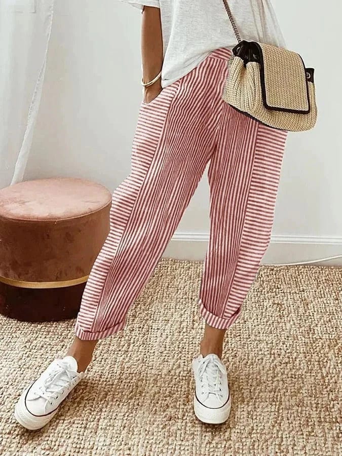 Pantalon Rayé en Coton - Femme - Sandalya